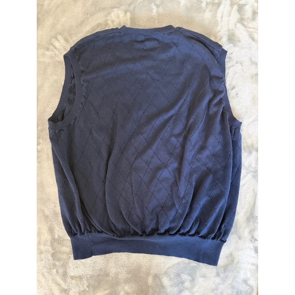 Polo Golf Ralph Lauren Men XXL Navy Blue Pima Cotton V-Neck Sweater Vest Argyle